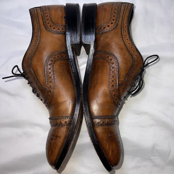 Allen Edmonds Strand Shoes Mens Size 9 Brown Leather Wingtip Oxford Dress Church - Picture 7 of 11